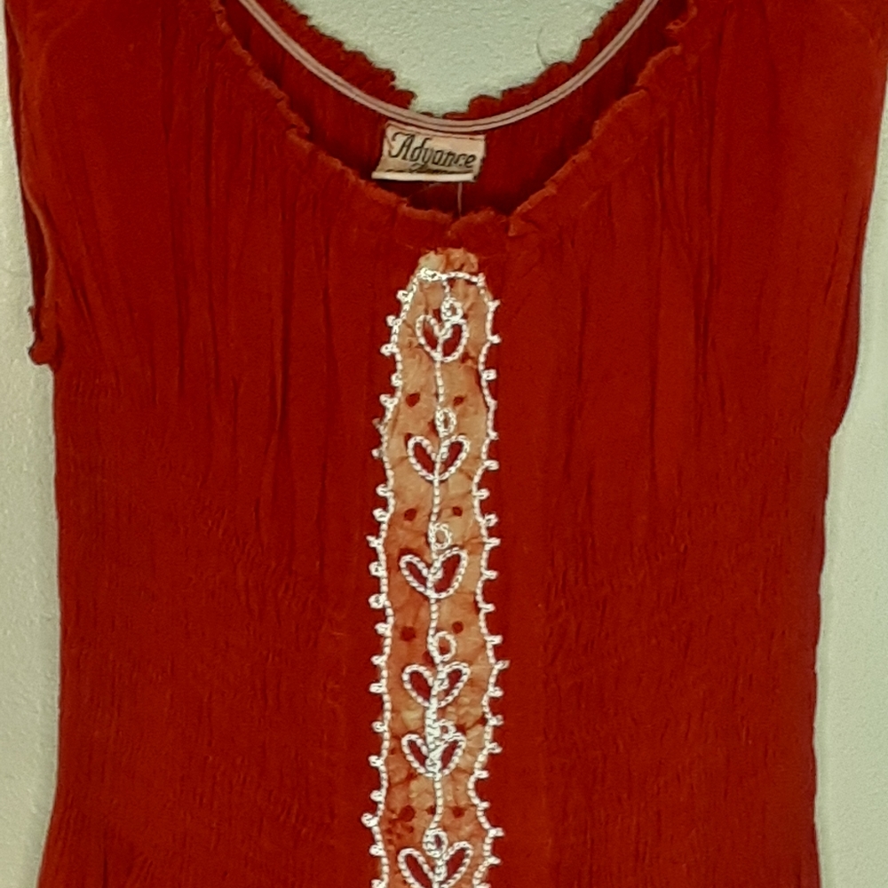 NWT Beautiful Red Embroidered, Fit & Flare Summer Dress, India